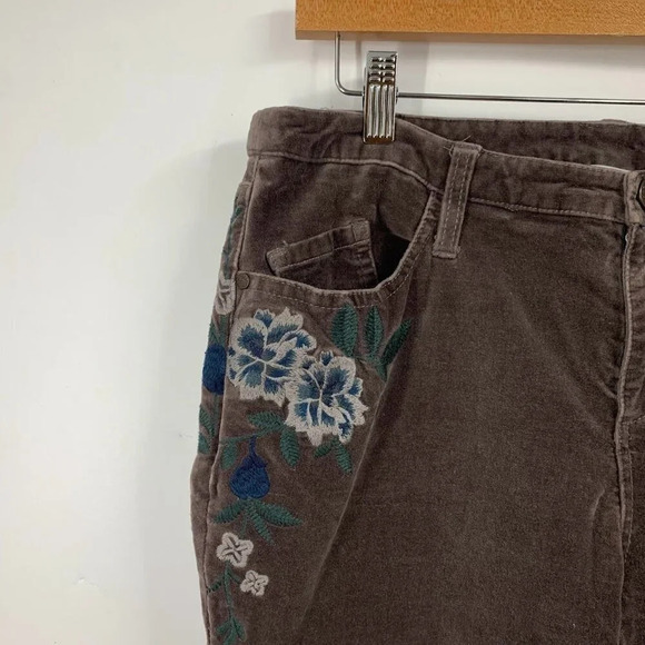 Sundance Women's Floral Velour Velvet 5 Pocket Embroidered‎ Pants Size 31 - Picture 3 of 12